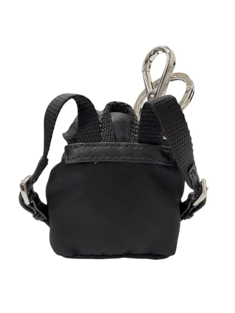 Prada Triangle Logo Backpack Motif Charm Strap Black Box Included